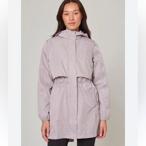 Mondetta Outdoor Project Stone Cement gray tan Mesh Lined Hooded Rain Jacket S